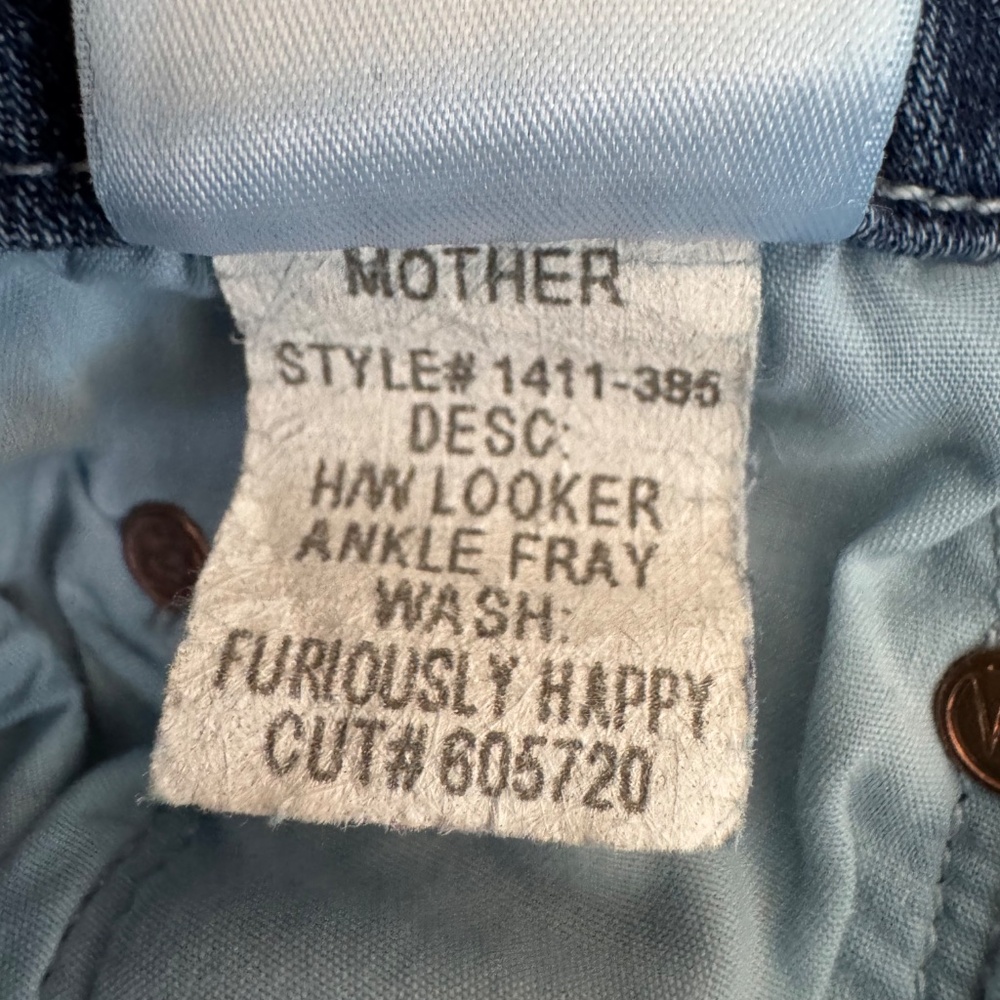 MOTHER The Looker Ankle Fray Jeans Furiously Happy Women's Size 27 2 - Picture 9 of 10